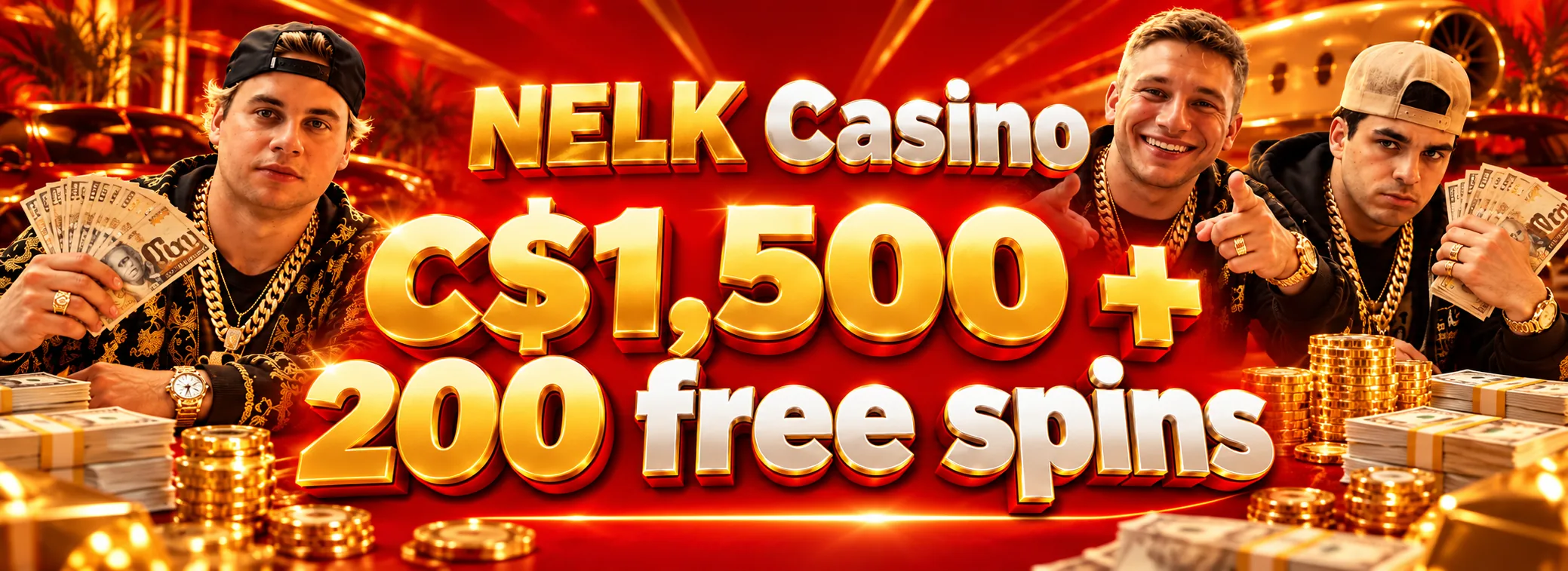 NELK Casino — First deposit: 100% up to C$1,500 and 200 free spins — C$1,500 + 200 FS